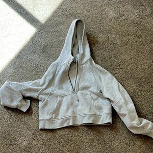 Lululemon half zip, cropped, soft gray scuba hoodie. Great condition.